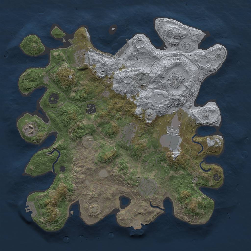 Rust Map: Procedural Map, Size: 3500, Seed: 1427447435, 15 Monuments