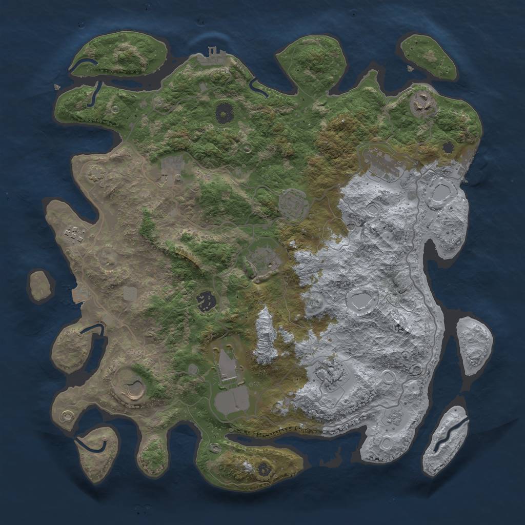 Rust Map: Procedural Map, Size: 4000, Seed: 465821974, 18 Monuments