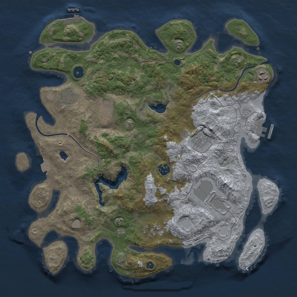 Rust Map: Procedural Map, Size: 4000, Seed: 465821974, 13 Monuments