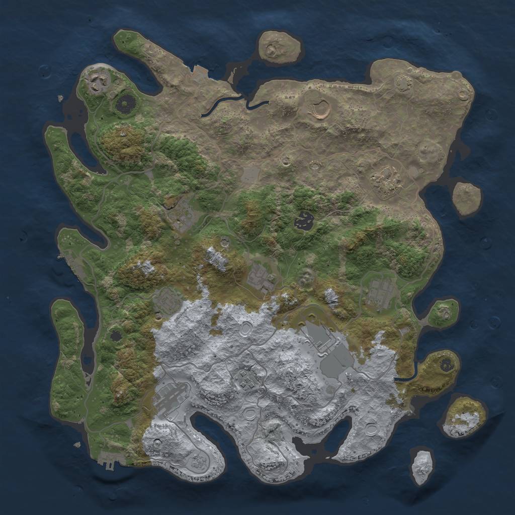 Rust Map: Procedural Map, Size: 4000, Seed: 2486, 19 Monuments