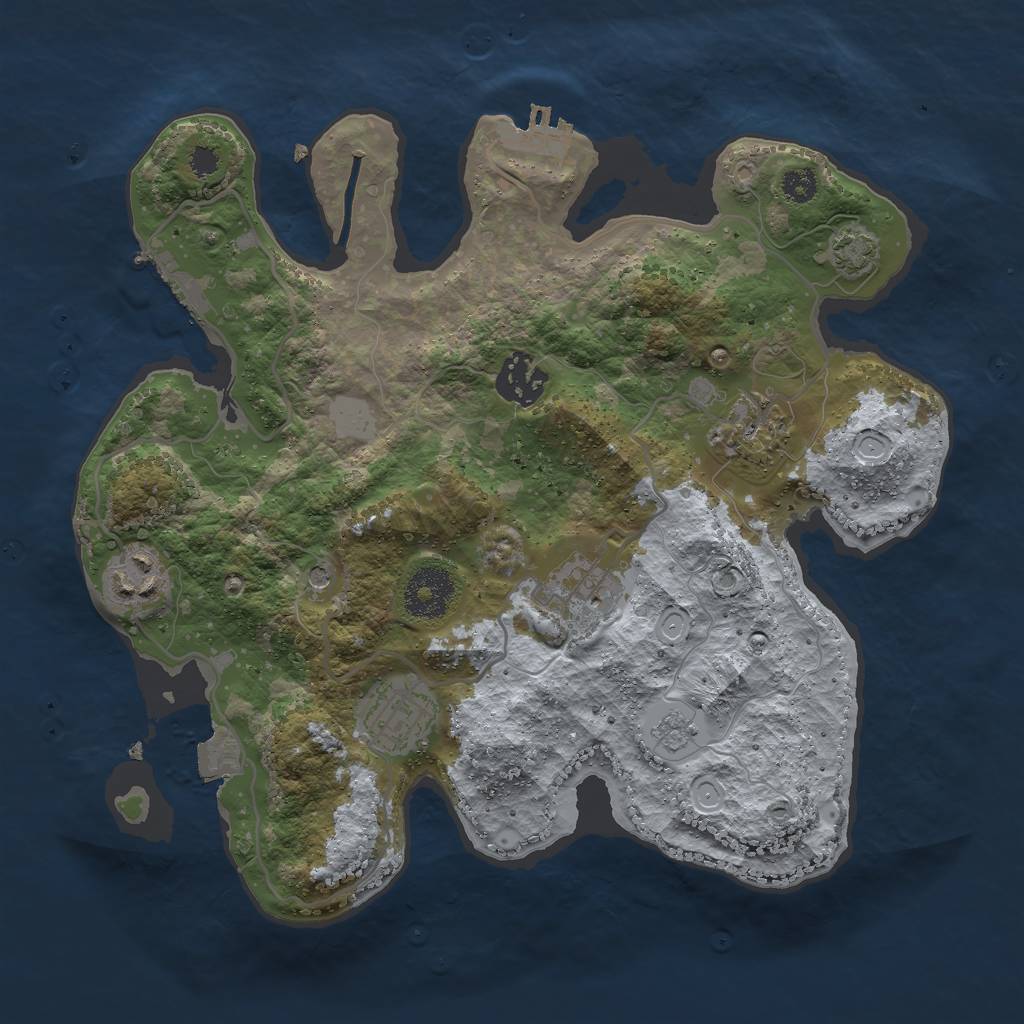 Rust Map: Procedural Map, Size: 3000, Seed: 619431, 13 Monuments