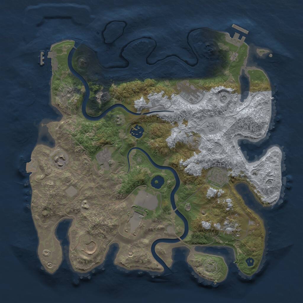 Rust Map: Procedural Map, Size: 3500, Seed: 1139610649, 15 Monuments
