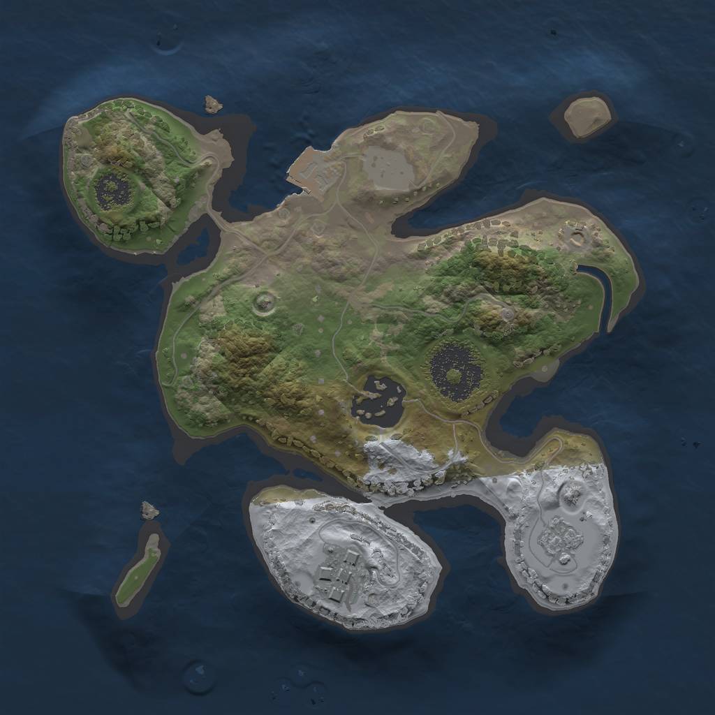 Rust Map: Procedural Map, Size: 1999, Seed: 4545, 6 Monuments