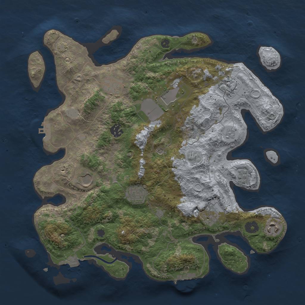 Rust Map: Procedural Map, Size: 3500, Seed: 751873706, 17 Monuments