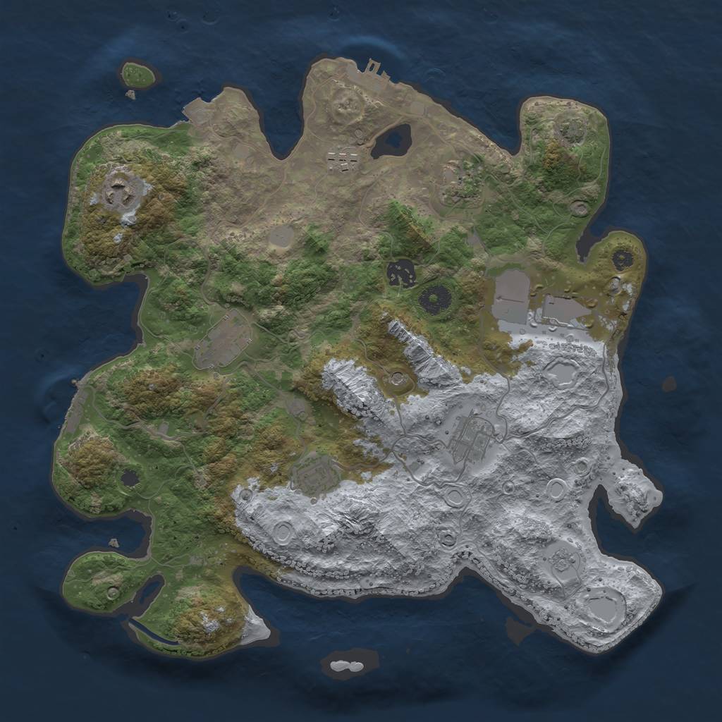 Rust Map: Procedural Map, Size: 3600, Seed: 2505, 16 Monuments