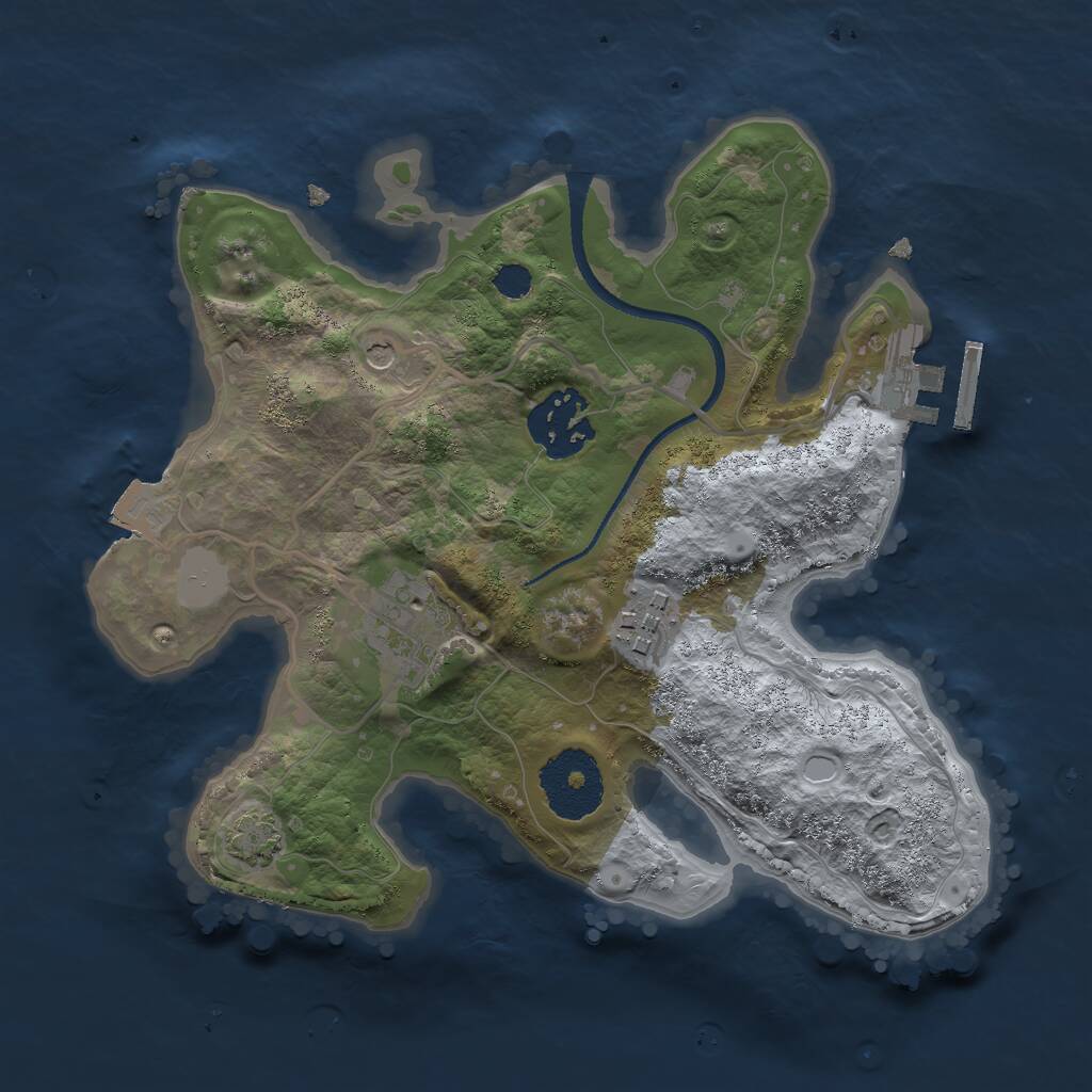 Rust Map: Procedural Map, Size: 2500, Seed: 922327916, 7 Monuments