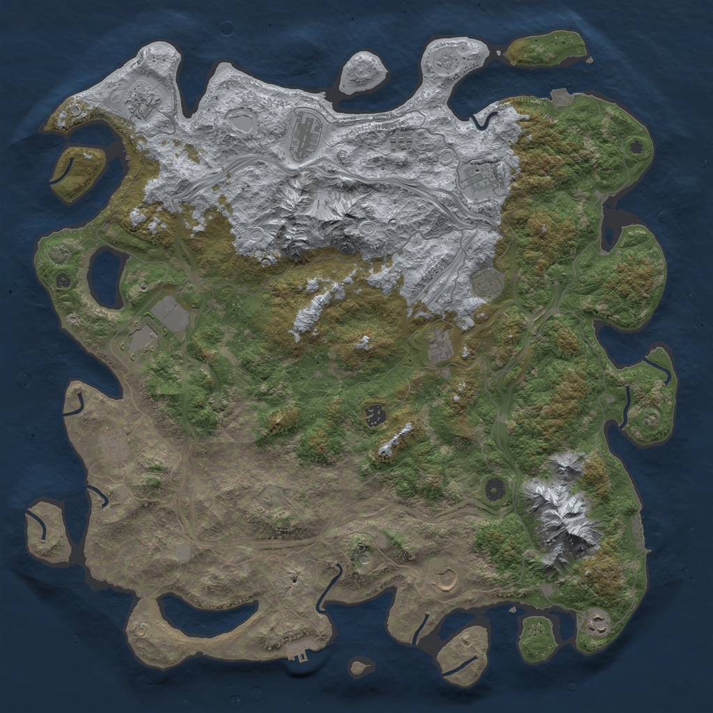 Rust Map: Procedural Map, Size: 5000, Seed: 1844117437, 19 Monuments