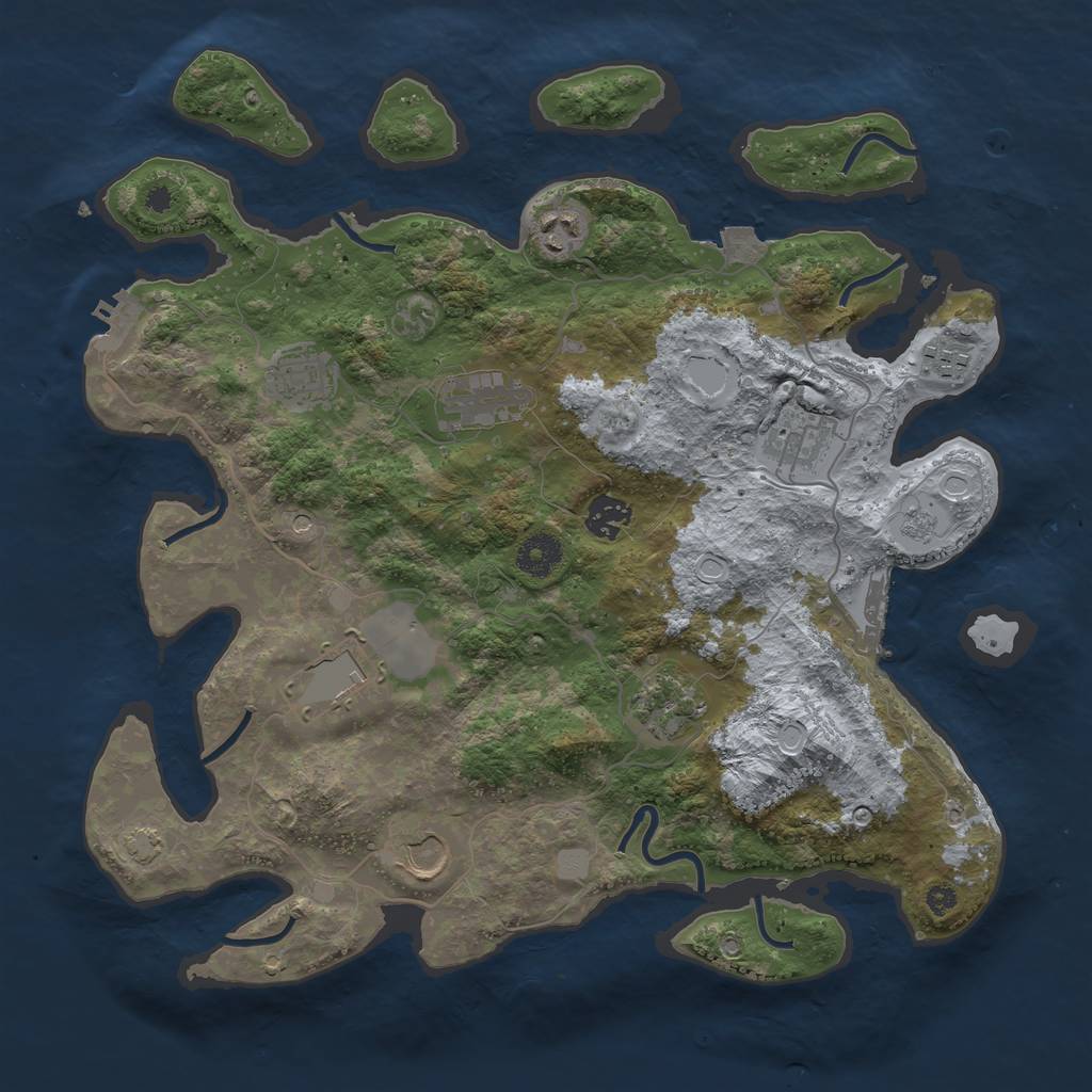Rust Map: Procedural Map, Size: 3700, Seed: 1444769664, 17 Monuments