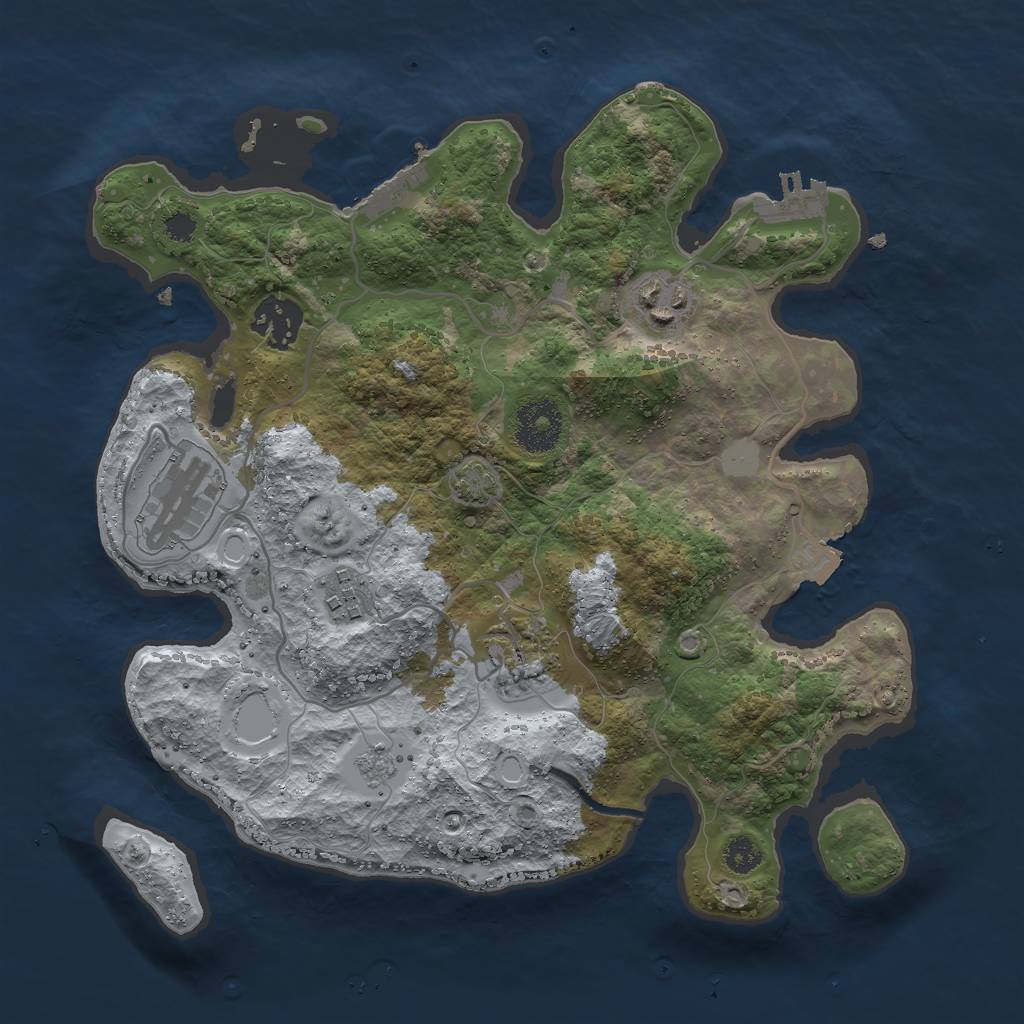 Rust Map: Procedural Map, Size: 3000, Seed: 241488452, 12 Monuments