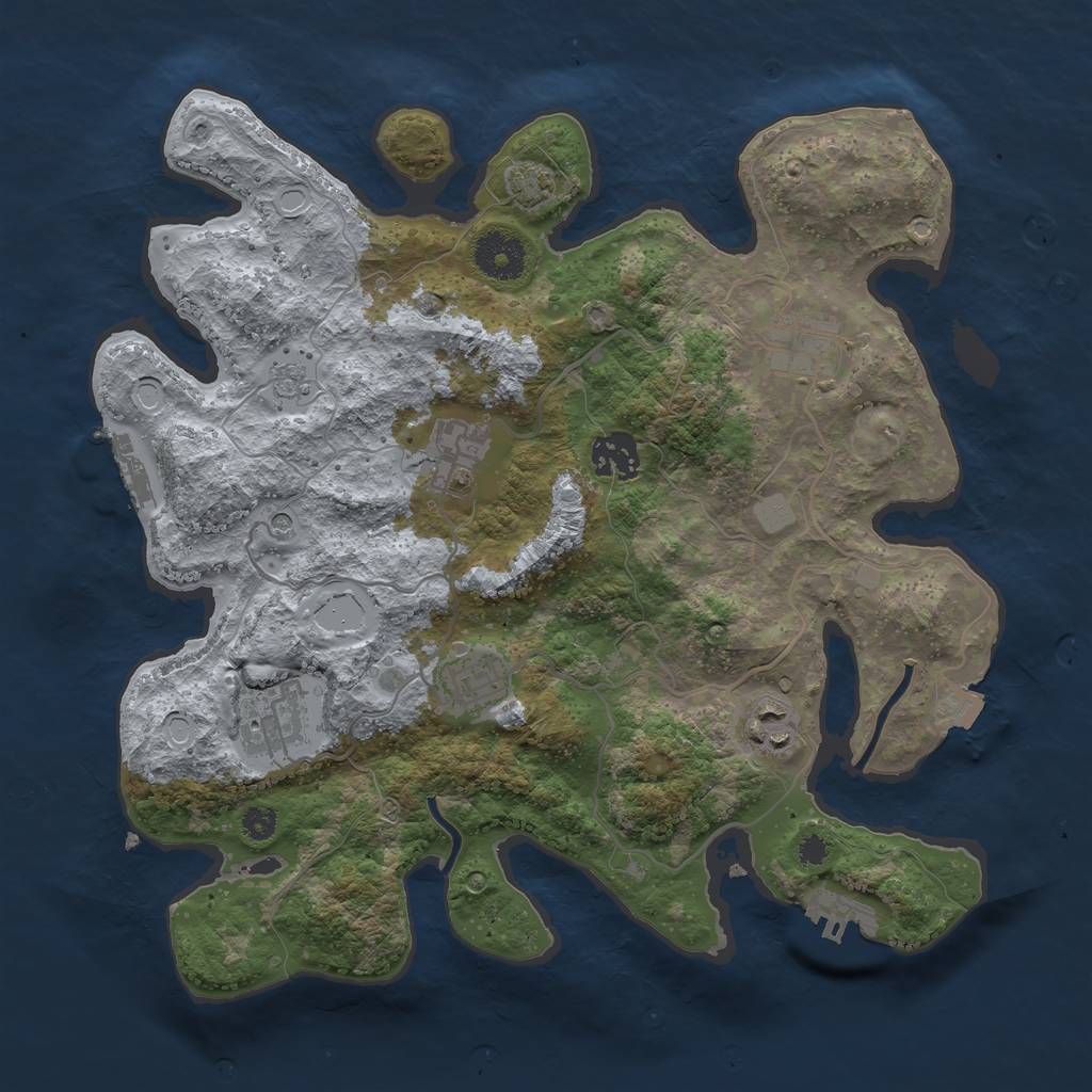 Rust Map: Procedural Map, Size: 3300, Seed: 2063794384, 14 Monuments