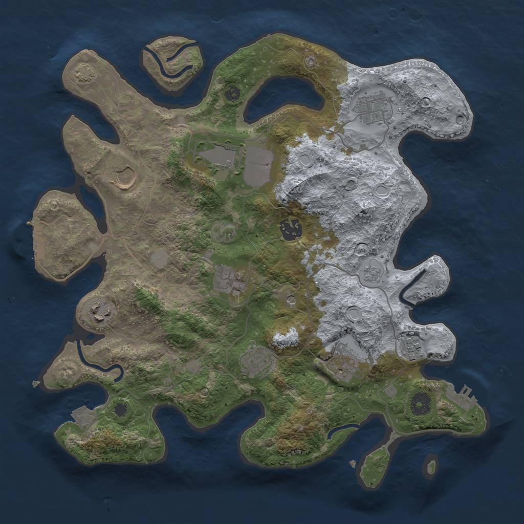 Rust Map: Procedural Map, Size: 3500, Seed: 1279, 17 Monuments