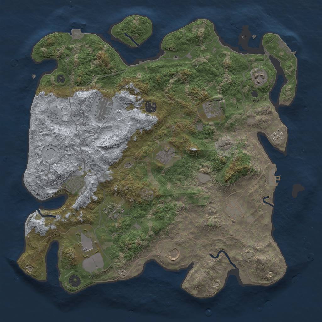 Rust Map: Procedural Map, Size: 4000, Seed: 384983122, 19 Monuments