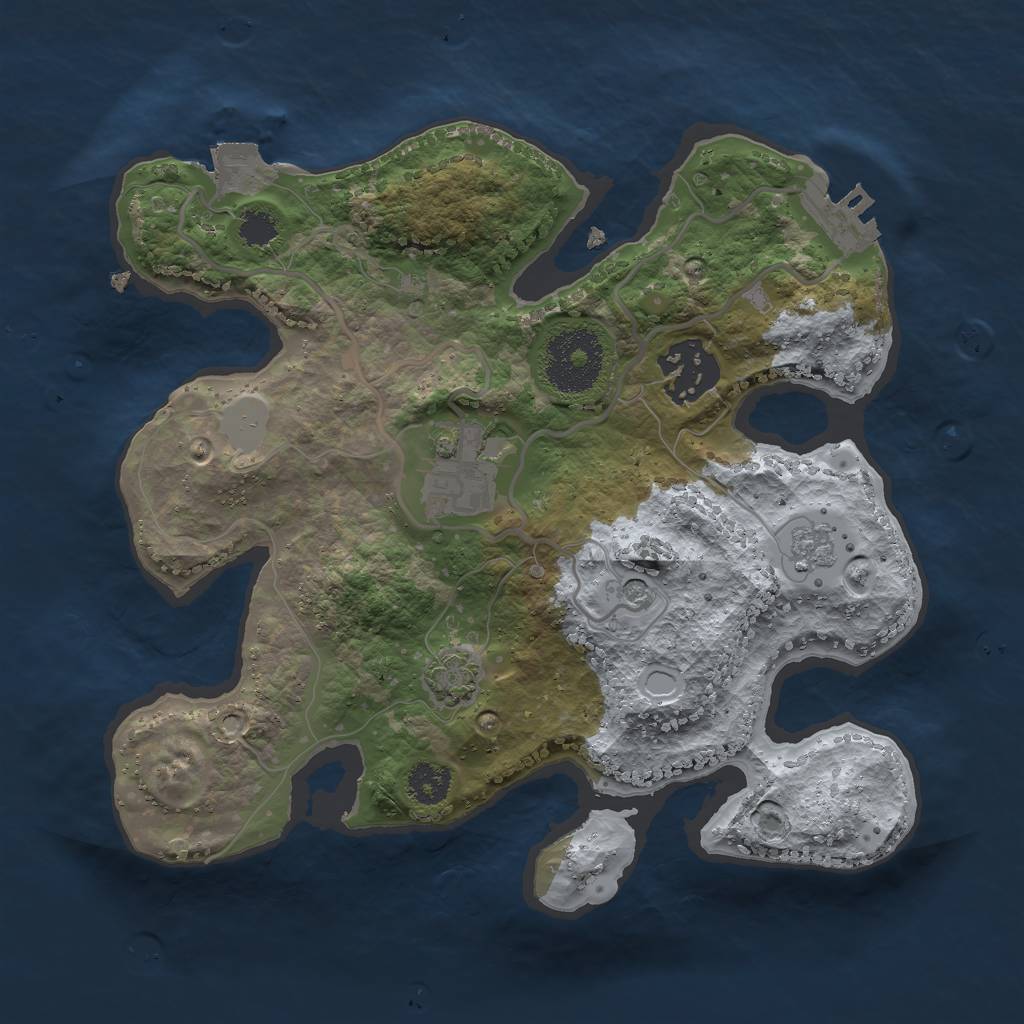 Rust Map: Procedural Map, Size: 2500, Seed: 724921053, 9 Monuments