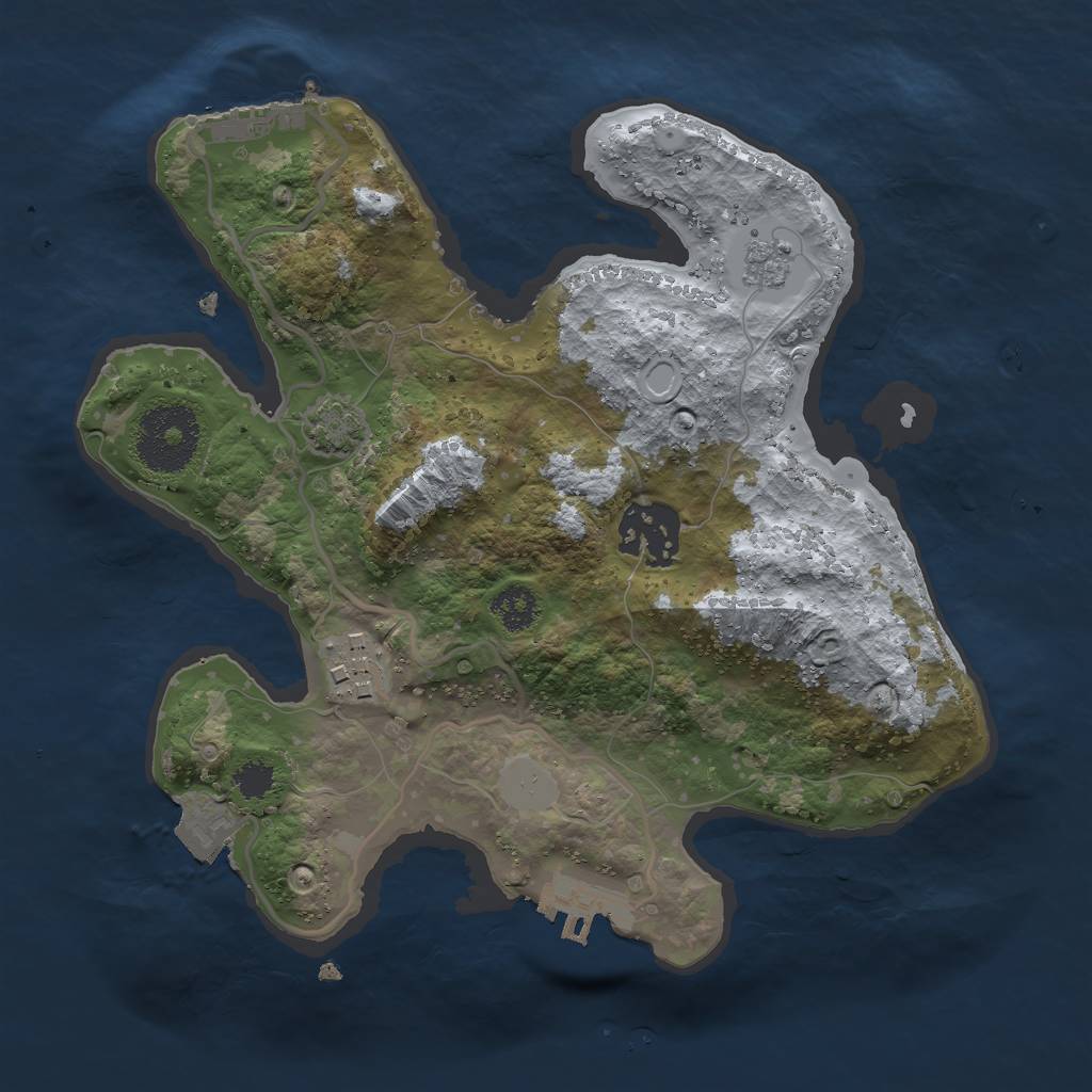 Rust Map: Procedural Map, Size: 2500, Seed: 28365, 9 Monuments