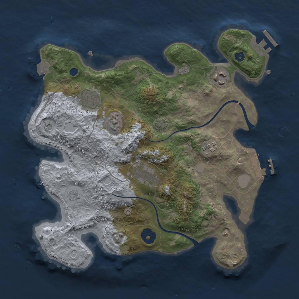 Rust Map: Procedural Map, Size: 3000, Seed: 2357647, 10 Monuments