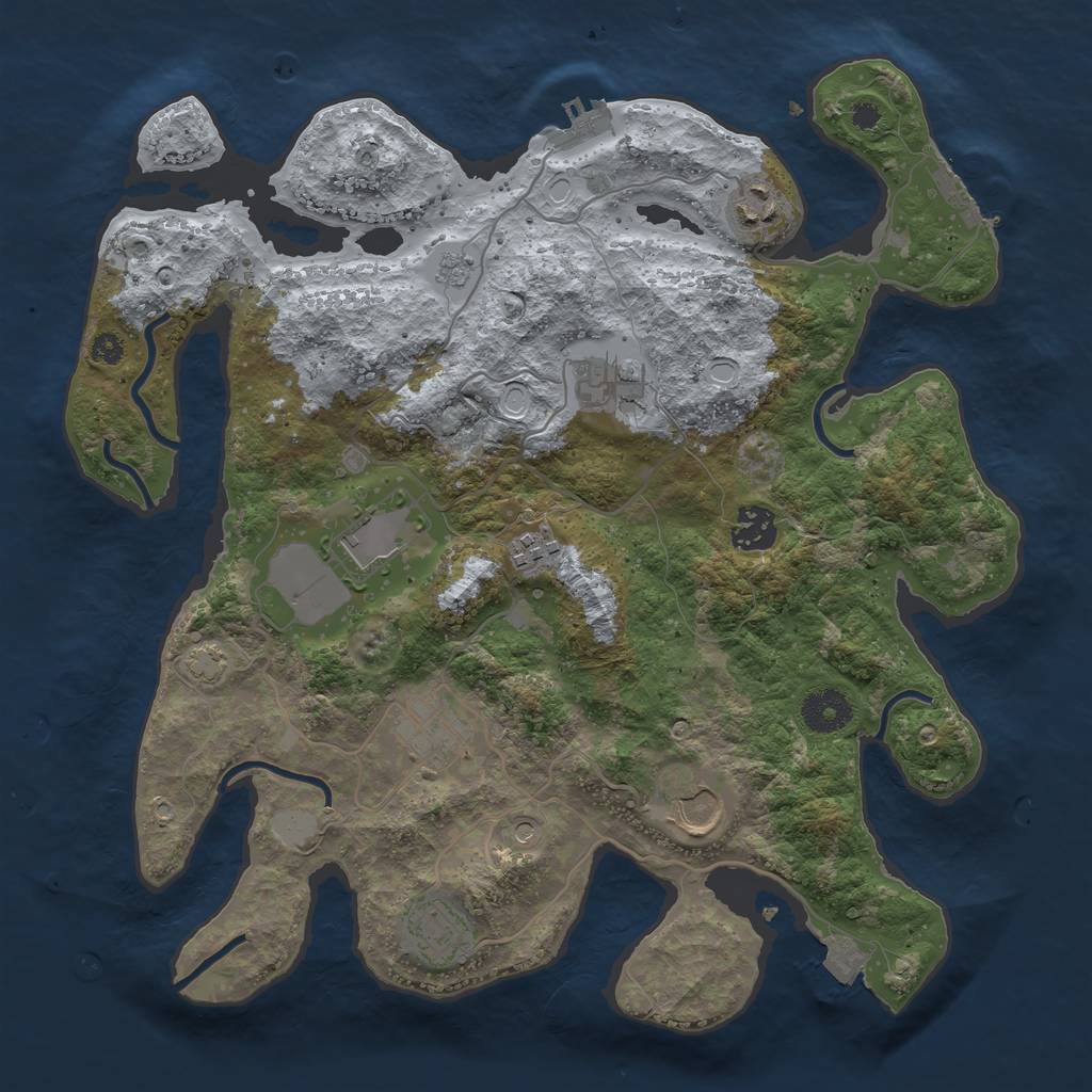 Rust Map: Procedural Map, Size: 3500, Seed: 92259229, 16 Monuments