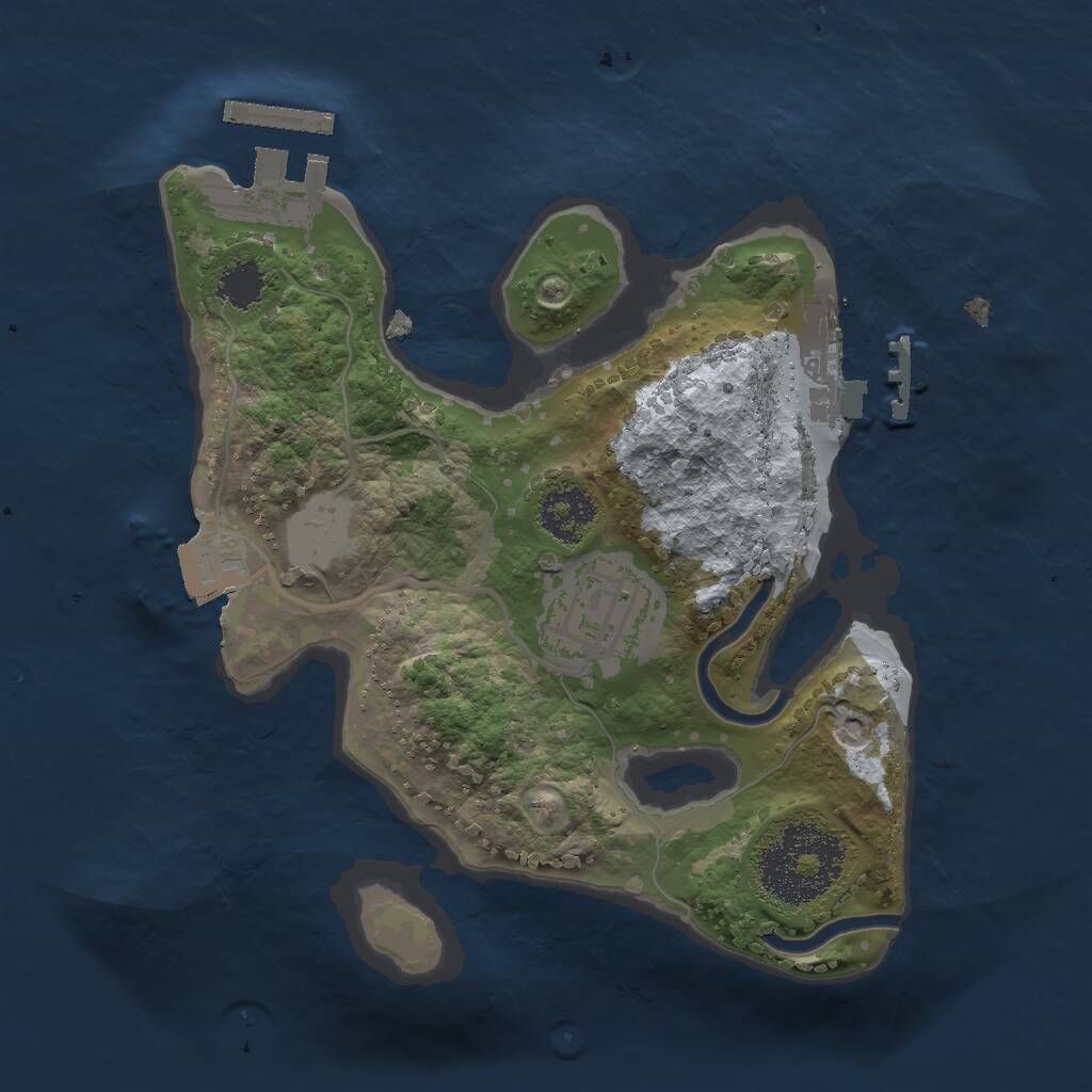 Rust Map: Procedural Map, Size: 2000, Seed: 1056479417, 4 Monuments