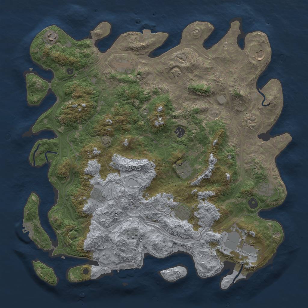Rust Map: Procedural Map, Size: 4500, Seed: 423543123, 19 Monuments