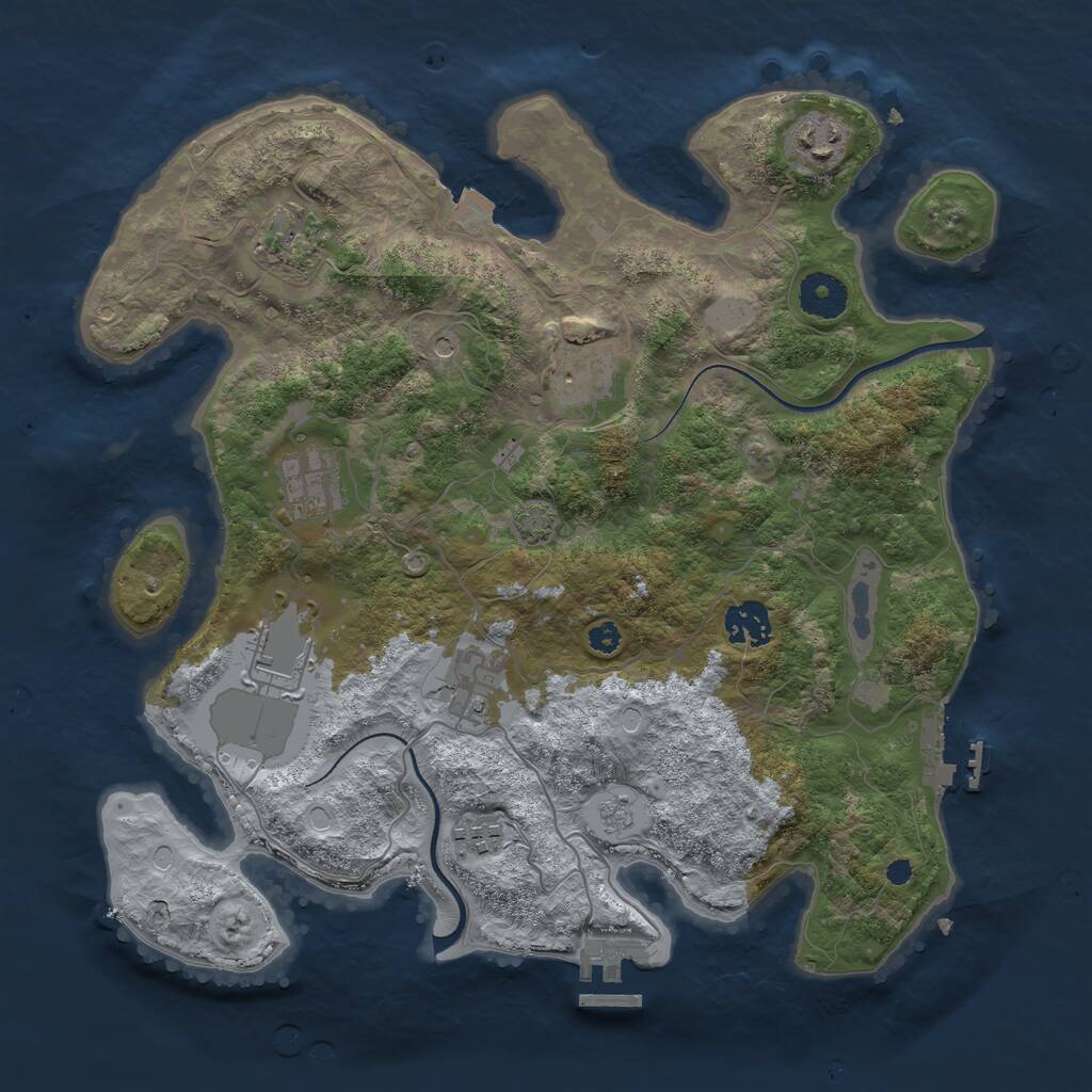 Rust Map: Procedural Map, Size: 3500, Seed: 648271, 14 Monuments