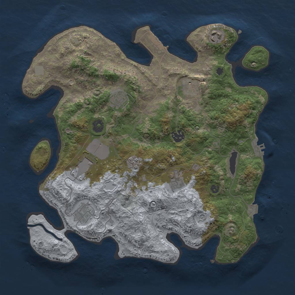 Rust Map: Procedural Map, Size: 3500, Seed: 648271, 16 Monuments