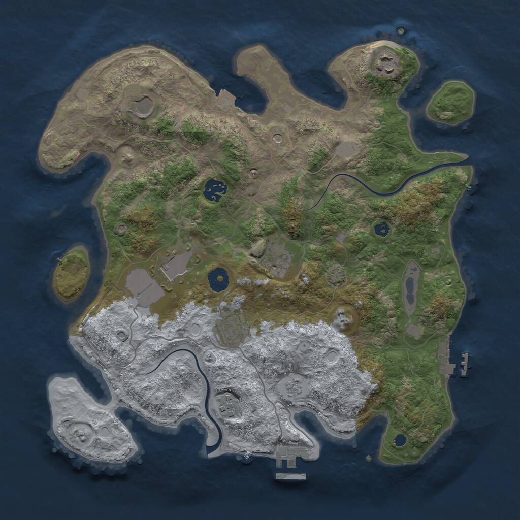 Rust Map: Procedural Map, Size: 3500, Seed: 648271, 13 Monuments