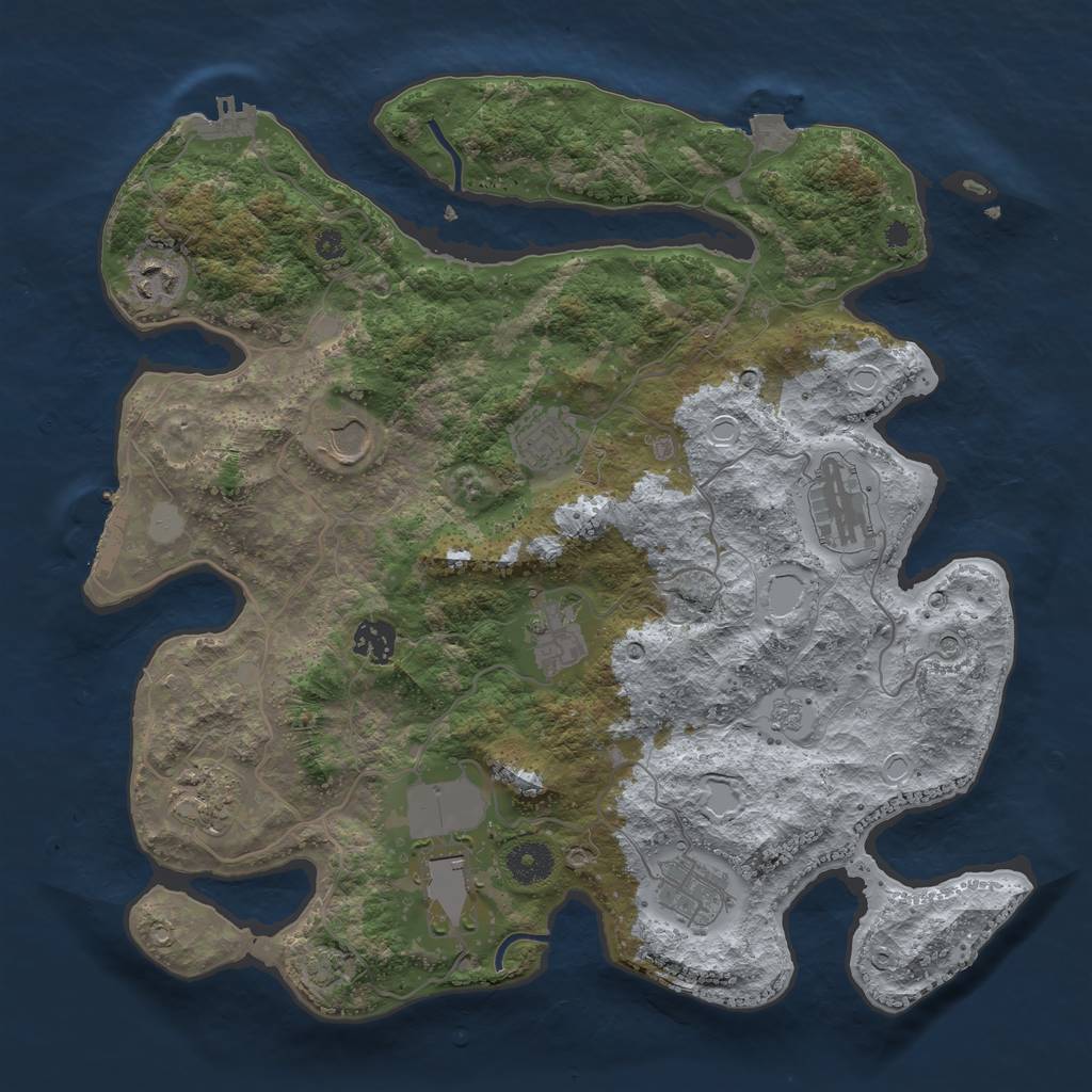 Rust Map: Procedural Map, Size: 3700, Seed: 57705056, 17 Monuments
