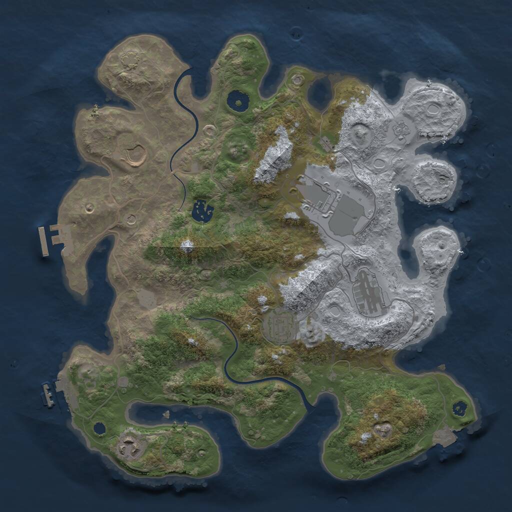 Rust Map: Procedural Map, Size: 3500, Seed: 752357448, 12 Monuments