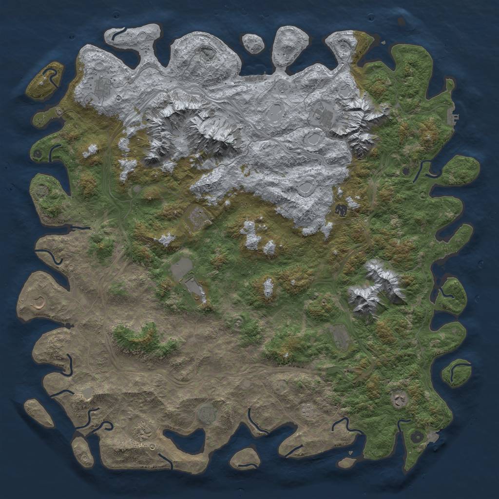 Rust Map: Procedural Map, Size: 6000, Seed: 534213145, 19 Monuments