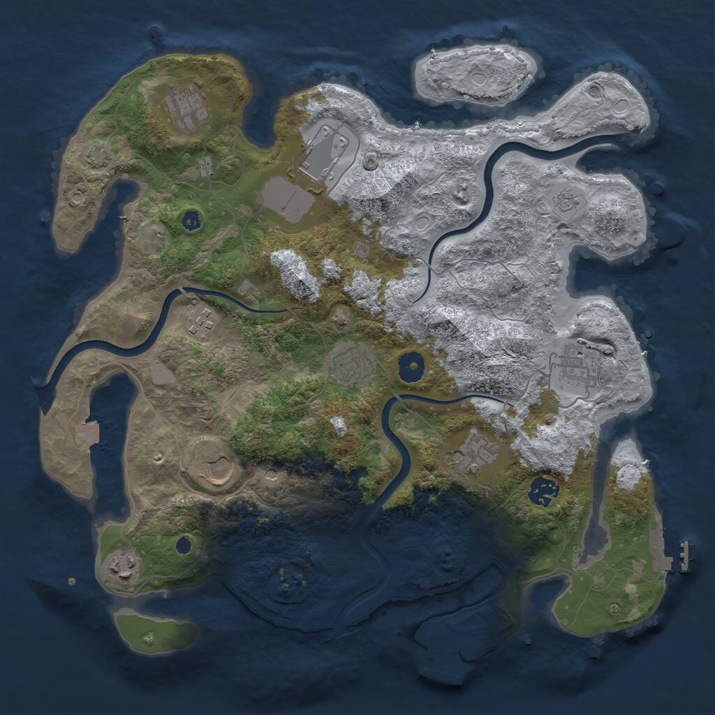 Rust Map: Procedural Map, Size: 3700, Seed: 874059818, 15 Monuments