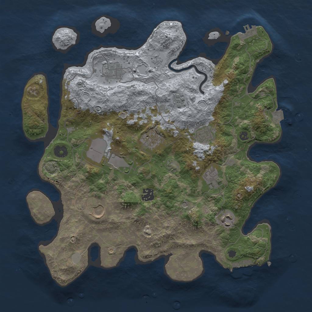 Rust Map: Procedural Map, Size: 3500, Seed: 195083241, 17 Monuments