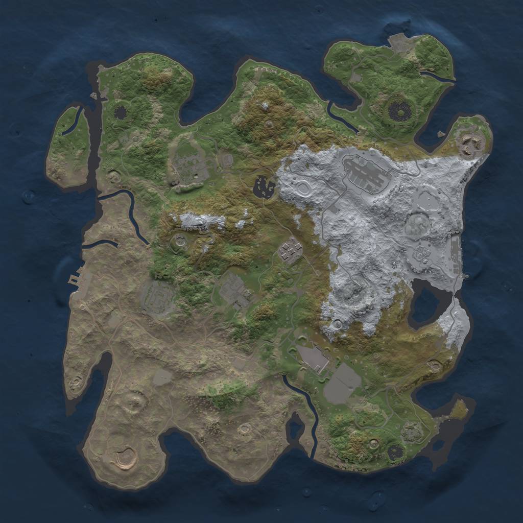 Rust Map: Procedural Map, Size: 3500, Seed: 1543514638, 17 Monuments