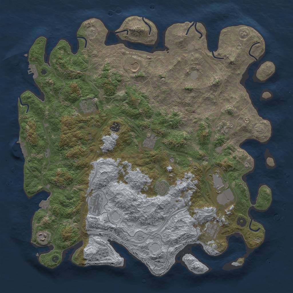 Rust Map: Procedural Map, Size: 4500, Seed: 1231793331, 19 Monuments