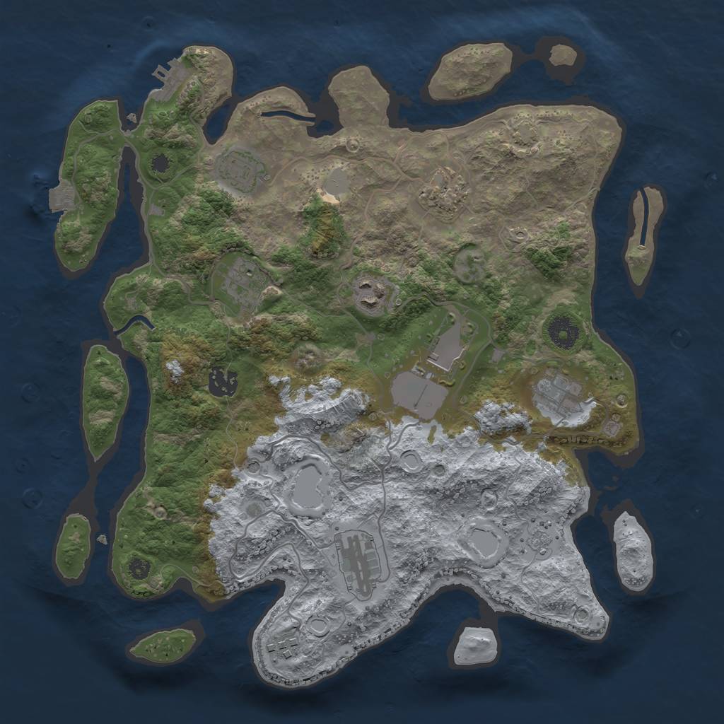 Rust Map: Procedural Map, Size: 3500, Seed: 18516458, 16 Monuments