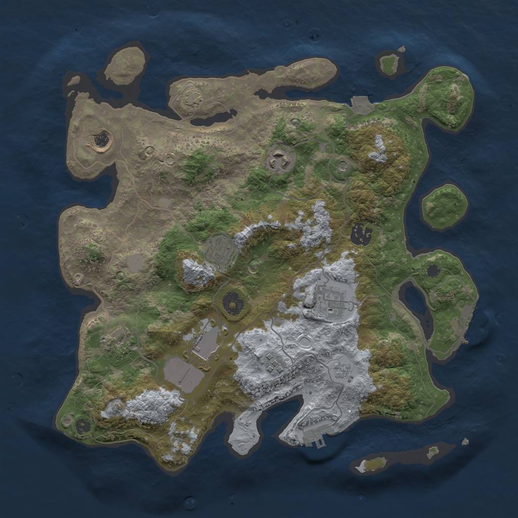 Rust Map: Procedural Map, Size: 3500, Seed: 56937711, 16 Monuments