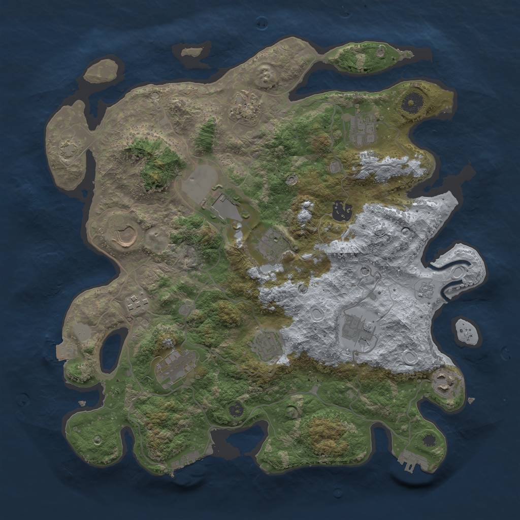 Rust Map: Procedural Map, Size: 3700, Seed: 1104108694, 19 Monuments