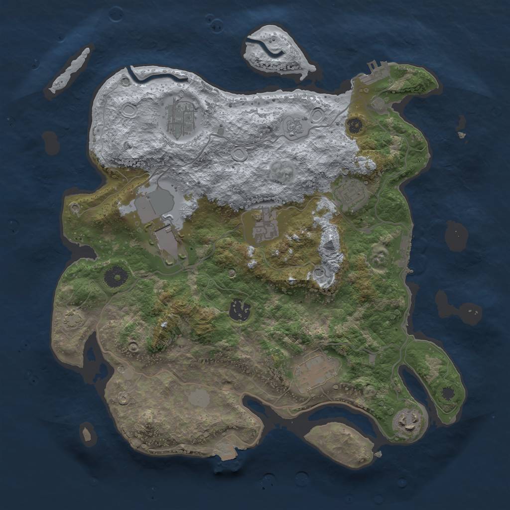 Rust Map: Procedural Map, Size: 3500, Seed: 12431, 15 Monuments