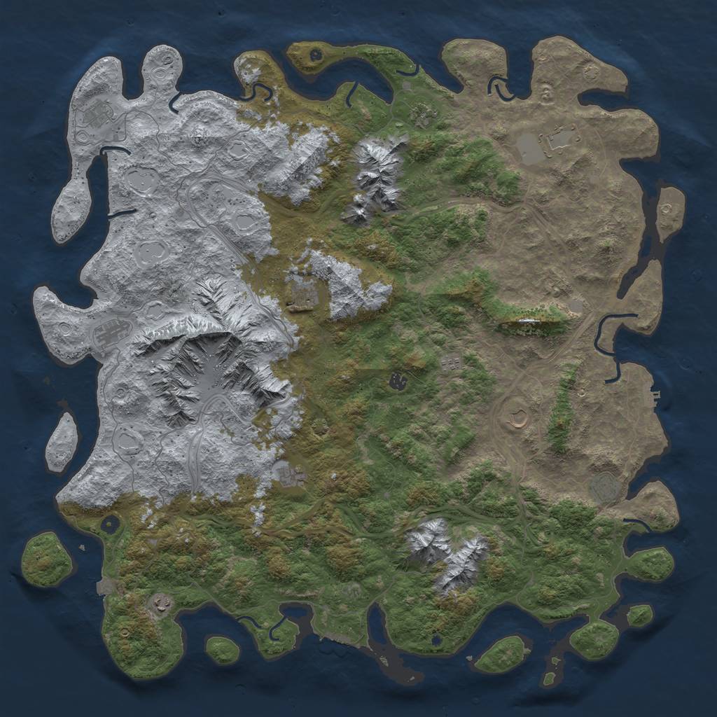Rust Map: Procedural Map, Size: 6000, Seed: 520976249, 19 Monuments