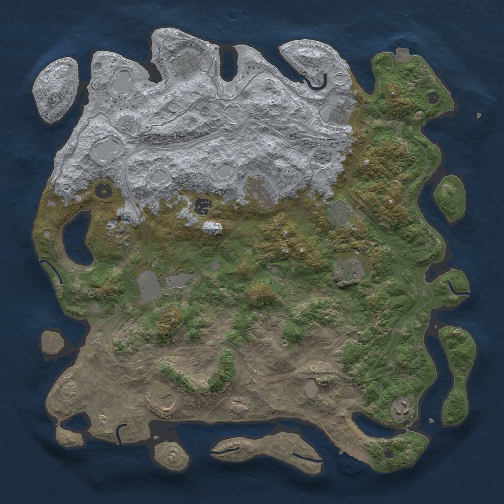 Rust Map: Procedural Map, Size: 4500, Seed: 474471283, 18 Monuments