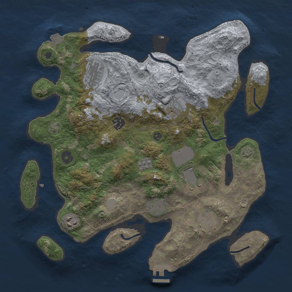 Rust Map: Procedural Map, Size: 3500, Seed: 1401508719, 13 Monuments