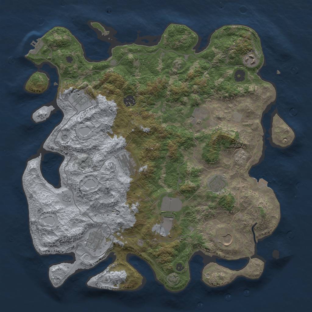 Rust Map: Procedural Map, Size: 4000, Seed: 2004507772, 17 Monuments