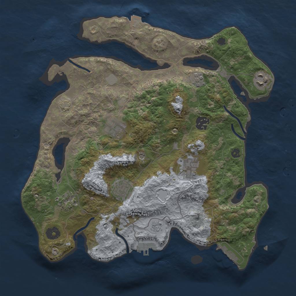 Rust Map: Procedural Map, Size: 3250, Seed: 2041549474, 15 Monuments