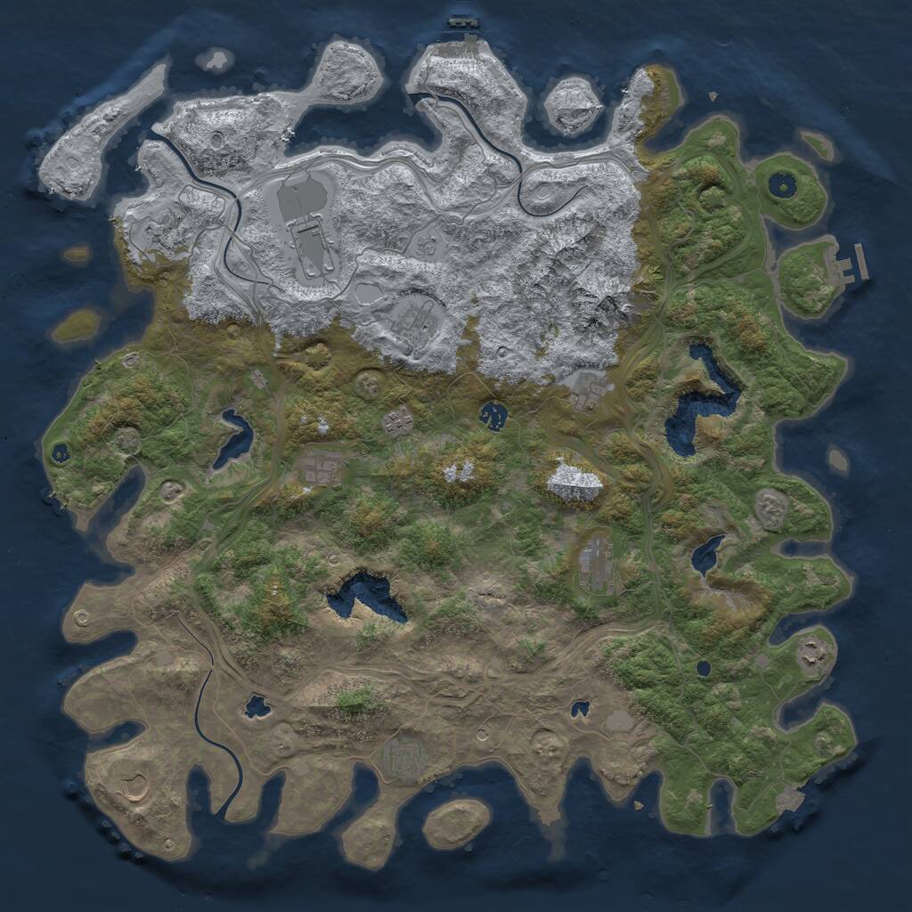 Rust Map: Procedural Map, Size: 5000, Seed: 1360367154, 17 Monuments
