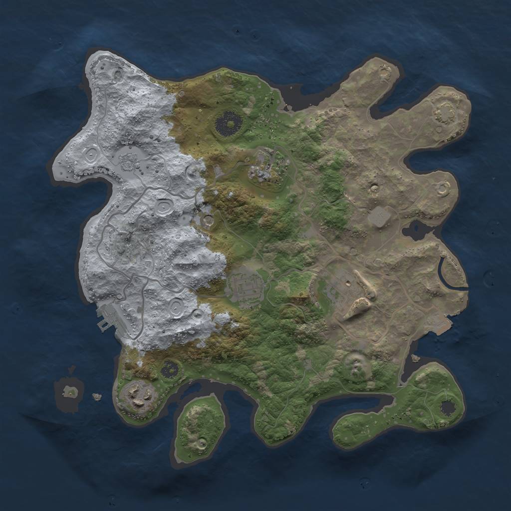 Rust Map: Procedural Map, Size: 3000, Seed: 105232923, 11 Monuments