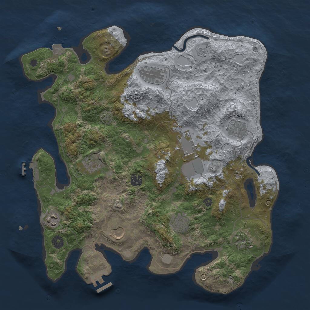 Rust Map: Procedural Map, Size: 3700, Seed: 703359393, 14 Monuments