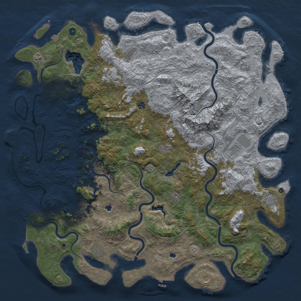 Rust Map: Procedural Map, Size: 6000, Seed: 20240124, 17 Monuments