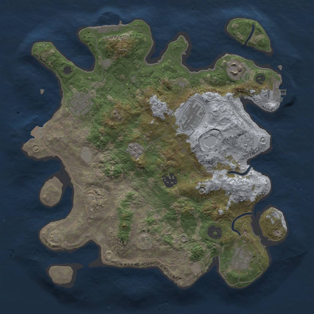 Rust Map: Procedural Map, Size: 3250, Seed: 1389190033, 15 Monuments