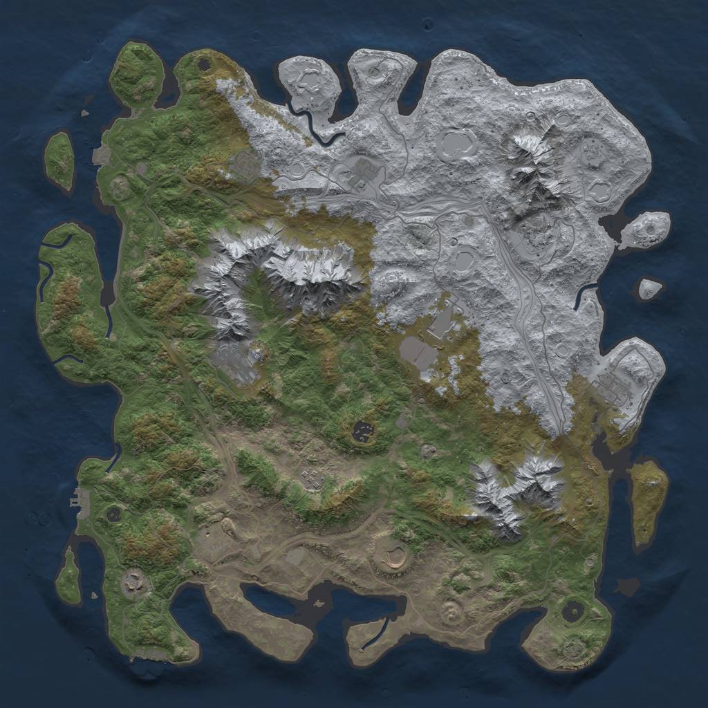 Rust Map: Procedural Map, Size: 5000, Seed: 20240124, 19 Monuments