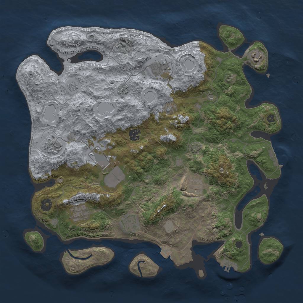 Rust Map: Procedural Map, Size: 3750, Seed: 4629247, 17 Monuments