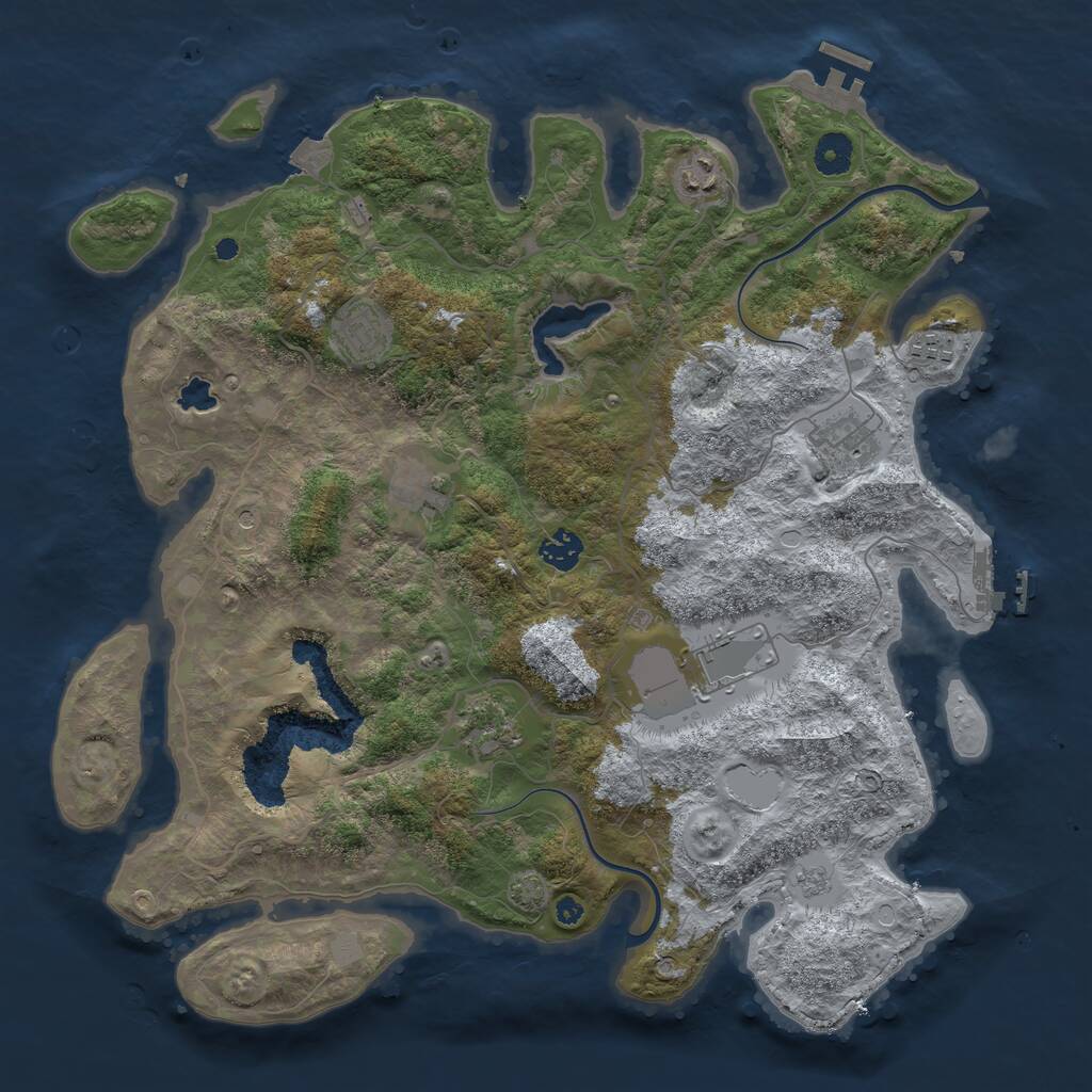 Rust Map: Procedural Map, Size: 4000, Seed: 940308, 14 Monuments