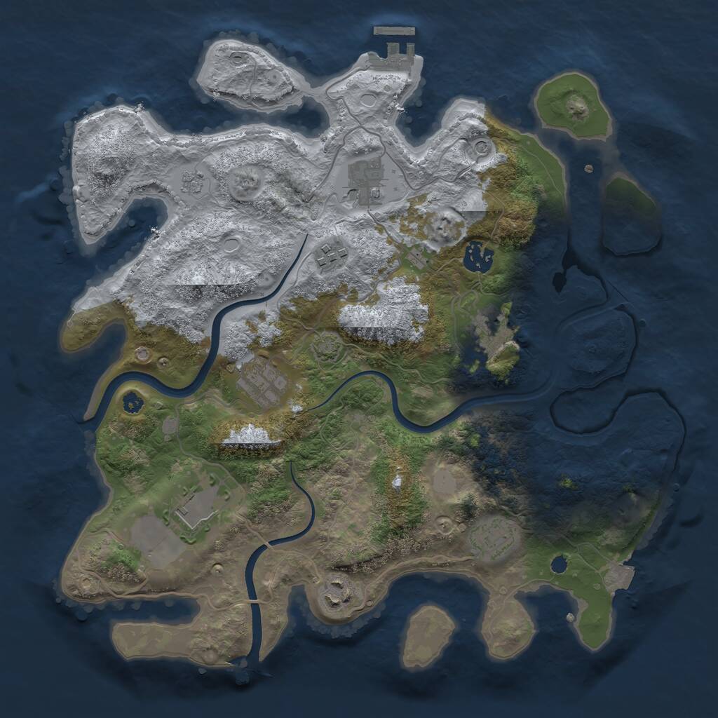 Rust Map: Procedural Map, Size: 3500, Seed: 303519795, 13 Monuments